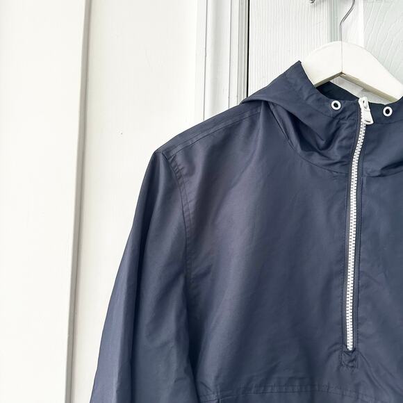 Members Only Sport Blue Nylon Pullover Hooded Quarter Zip Windbreaker Medium Men - Picture 2 of 13